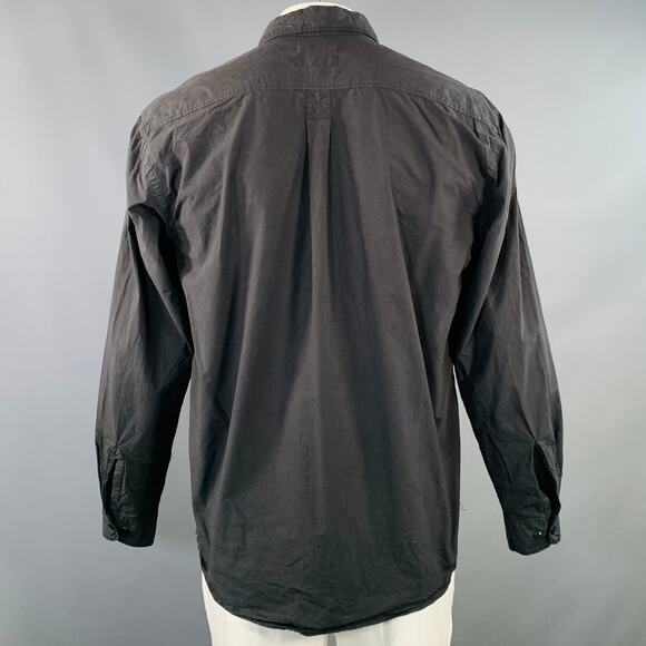 MERZ B. SCHWANEN Size XL Black Cotton One Pocket Long Sleeve Shirt - Picture 3 of 6